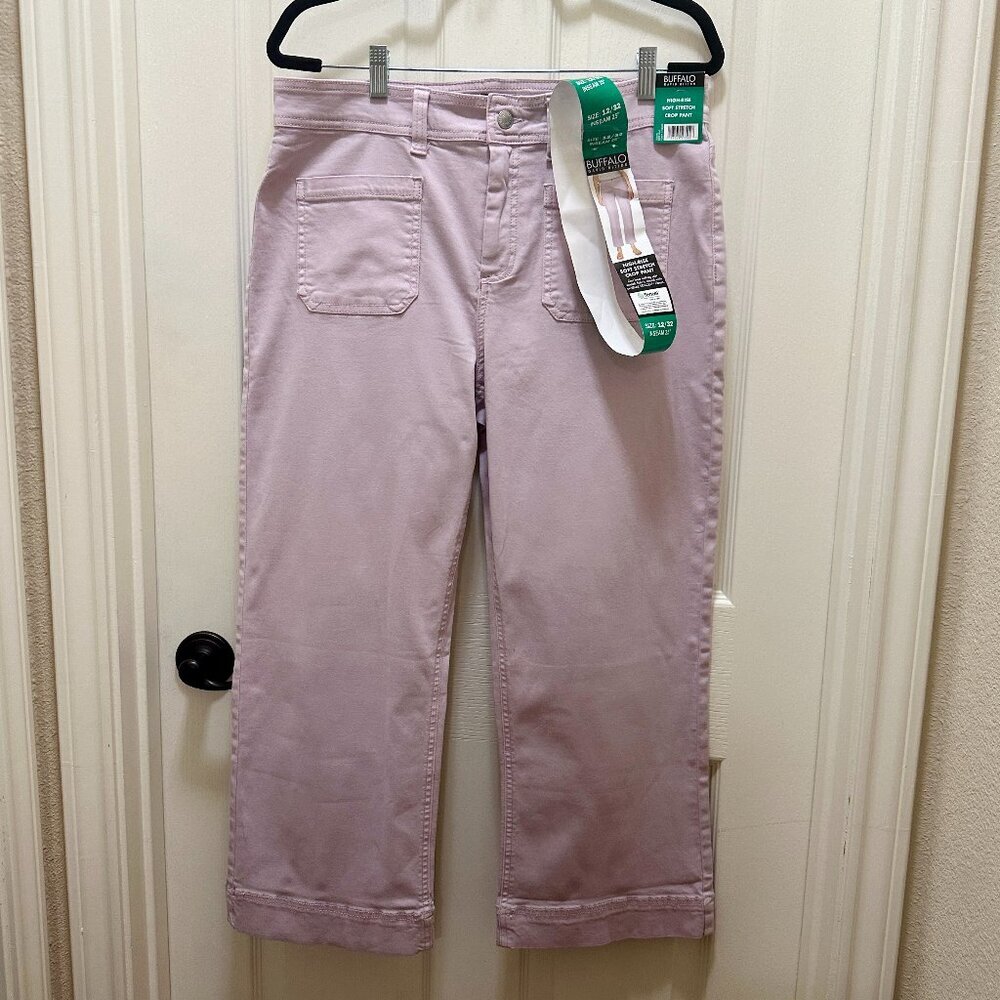 Buffalo D B Women's Brigette High-Rise Soft Stretch Crop Pant Size 12 Lilac NEW